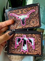 Western Cowhide Leather Keychain Wallet