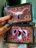Western Cowhide Leather Keychain Wallet