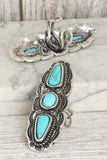 Western Scalloped Edge Turquoise Cuff Ring