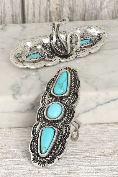 Western Scalloped Edge Turquoise Cuff Ring