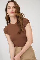 Round Neck Short Sleeve Knit Bodysuit
