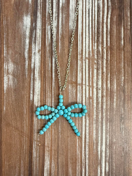 Turquoise pendent Bow Necklace