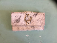 Cow Hide Flap Long Wallet