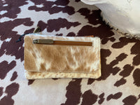 Cow Hide Flap Long Wallet