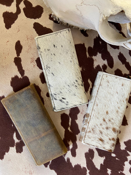 Cow Hide Flap Long Wallet