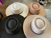 Two Tone Felt Hat w/Buckle