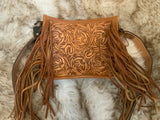 Tooled front fringe small crossbody