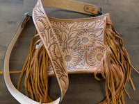 Tooled front fringe small crossbody