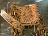 Tooled front fringe small crossbody