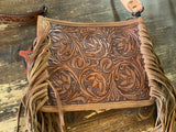 Tooled front fringe small crossbody